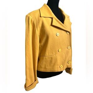 Vintage Wool Cropped Coat Size Medium Yellow Mod Retro Colorful Classic Preppy